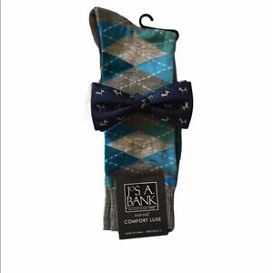 Jos. A. Bank Cow Bow Tie and Argyle Socks Gift Set